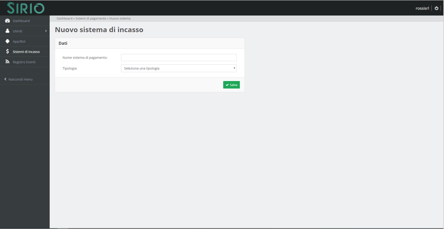 Configurare sistema d'incasso, punto 3