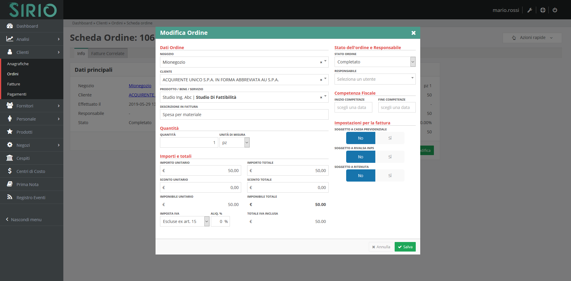 Modificare ordini clienti, punto 3