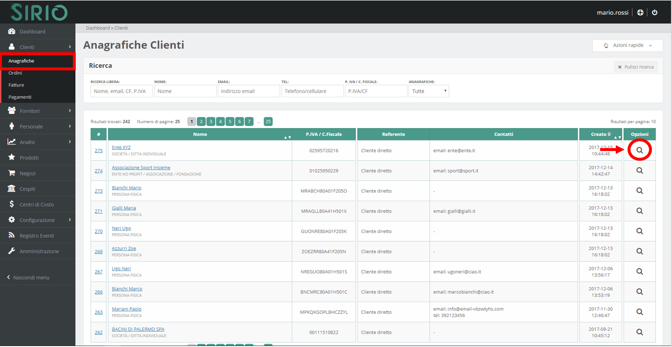 Modificare anagrafica clienti, punto 3