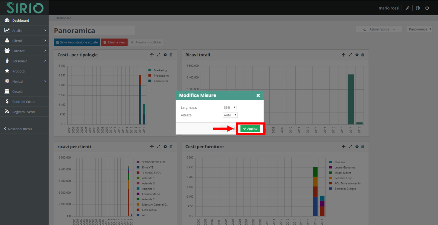 Modificare dashboard, punto 4