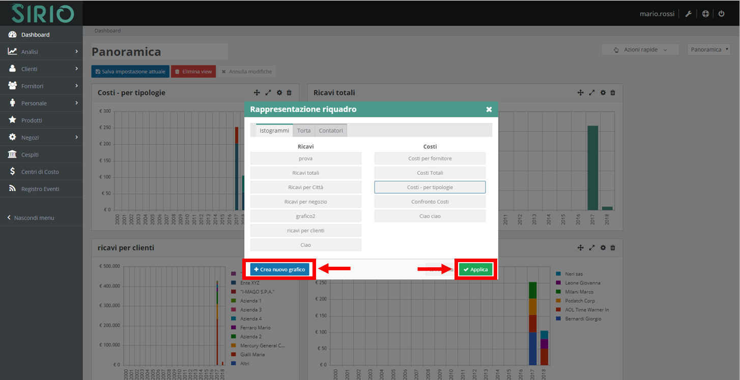 Modificare dashboard, punto 6