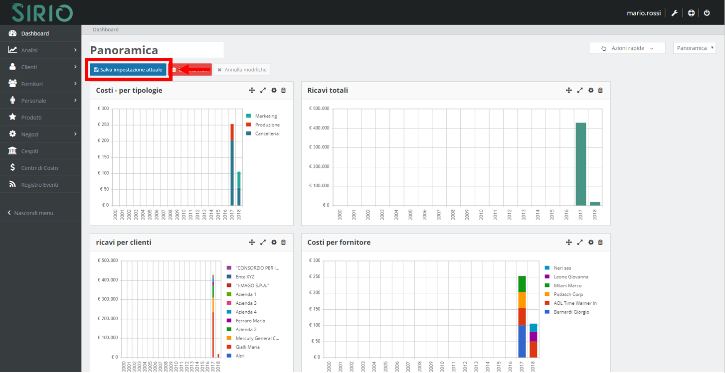 Modificare dashboard, punto 8