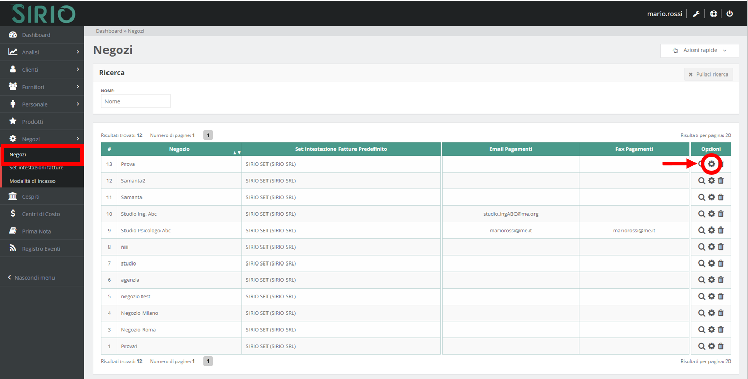 Configurare codice pagamento, punto 1